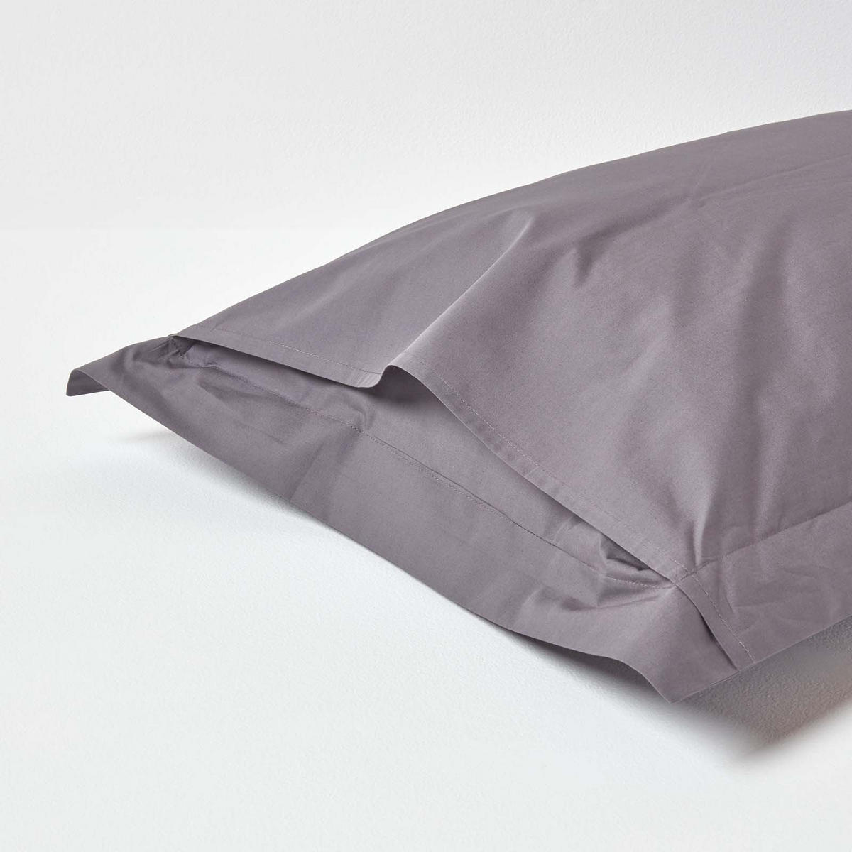 KISSENBEZUG Perkal mit Stehsaum, Fadendichte 200 - Dunkelgrau, Textil (50/90cm) - Homescapes