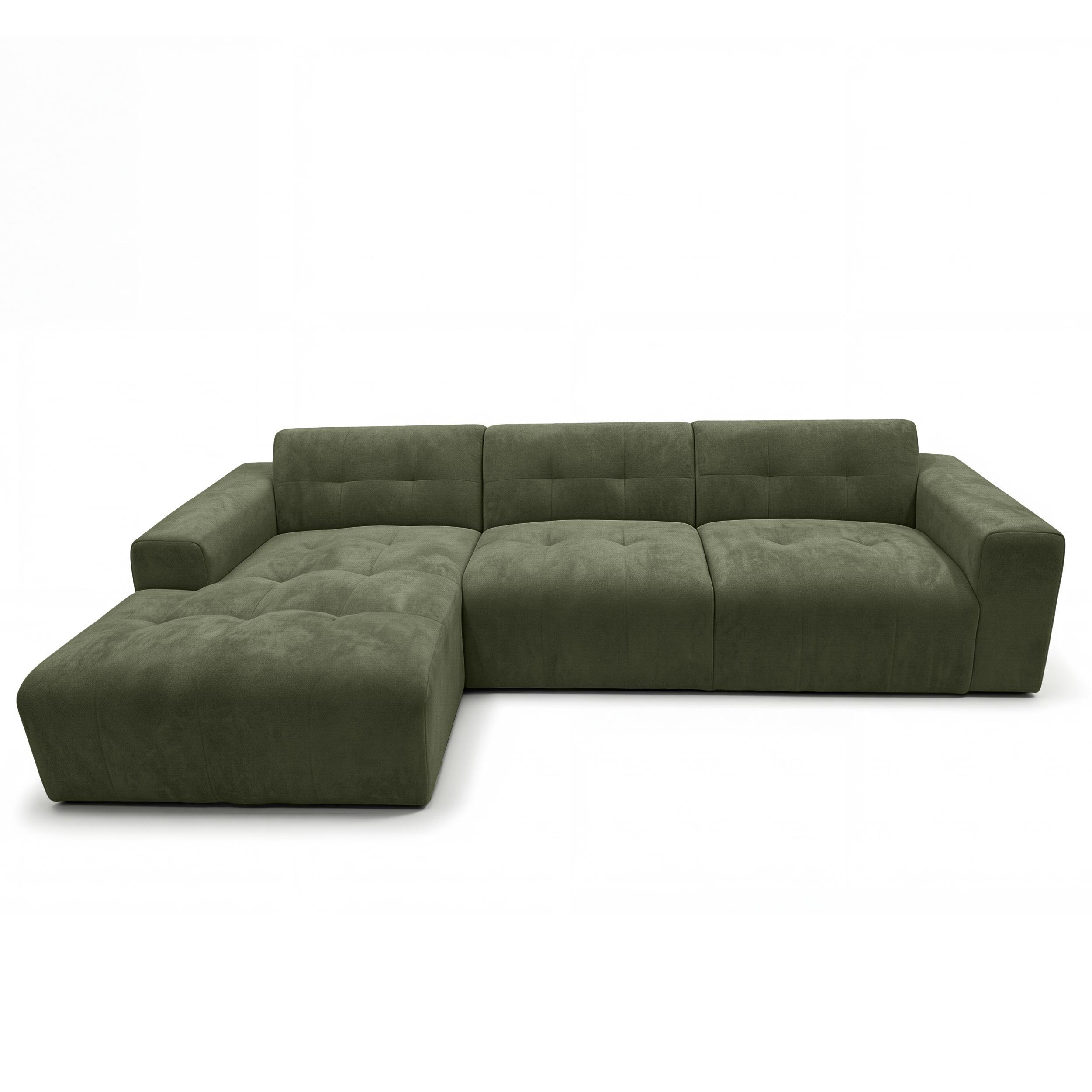 ECKSOFA L Form Corlu Grün 310/165/78 cm – stilvolle kleine Eckcouch Links - Schwarz/Grün, Kunststoff/Textil (310/165cm) - AX Living