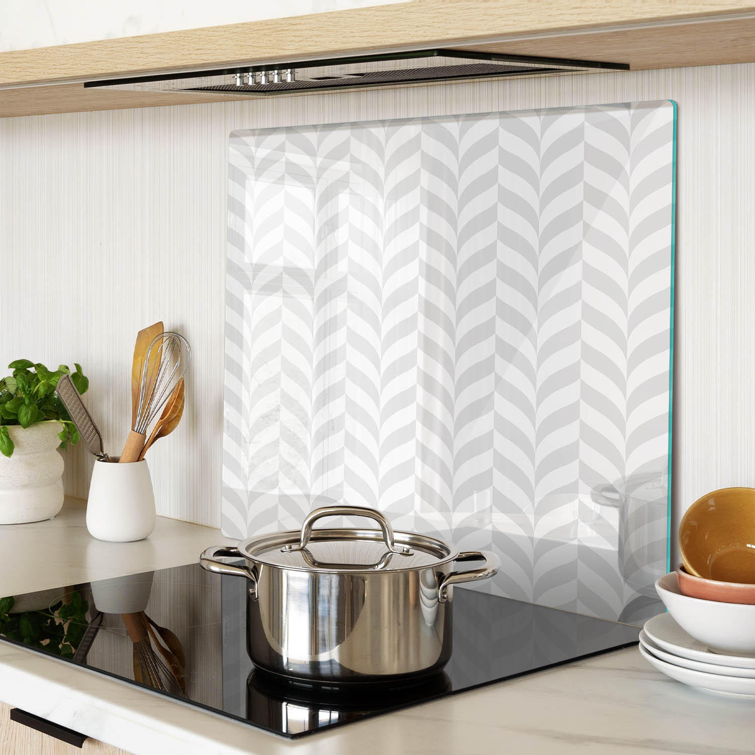 GLASPLATTE 60x52 cm Geometrische Figuren - Grau, Glas (60/0.4/52cm) - TULUP