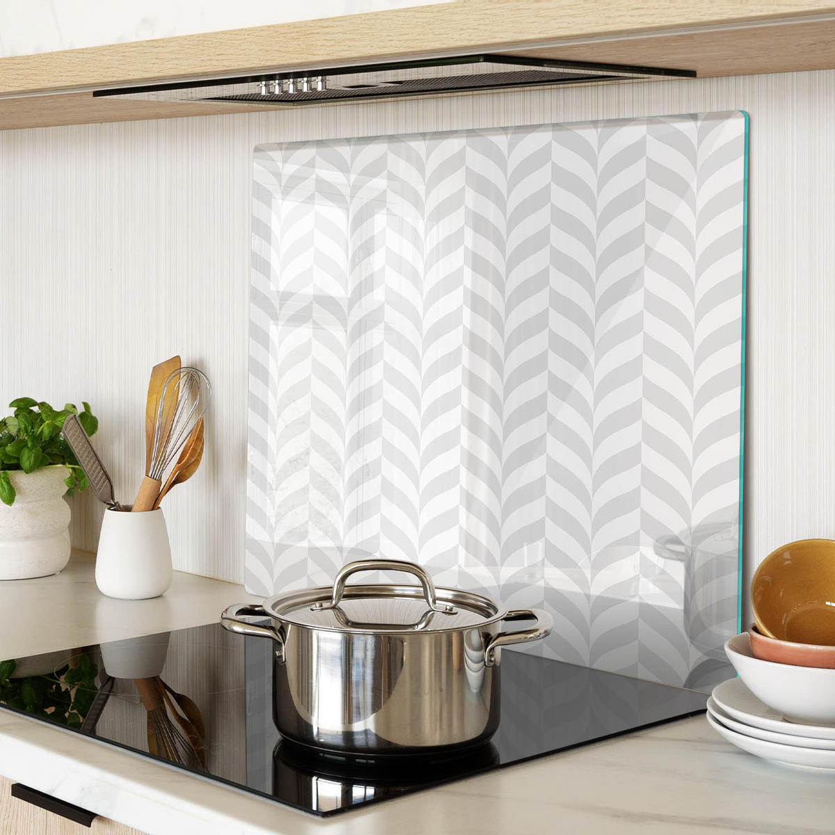 GLASPLATTE 60x52 cm Geometrische Figuren - Grau, Glas (60/0.4/52cm) - TULUP