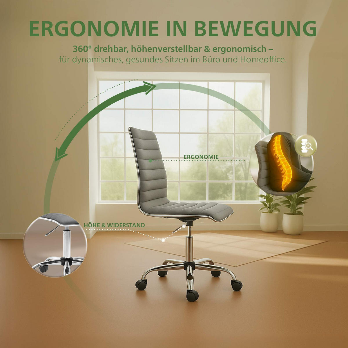 HOCKER Lederlook Grau - Chromfarben/Grau, Textil/Metall (42/80/52cm) - CLP