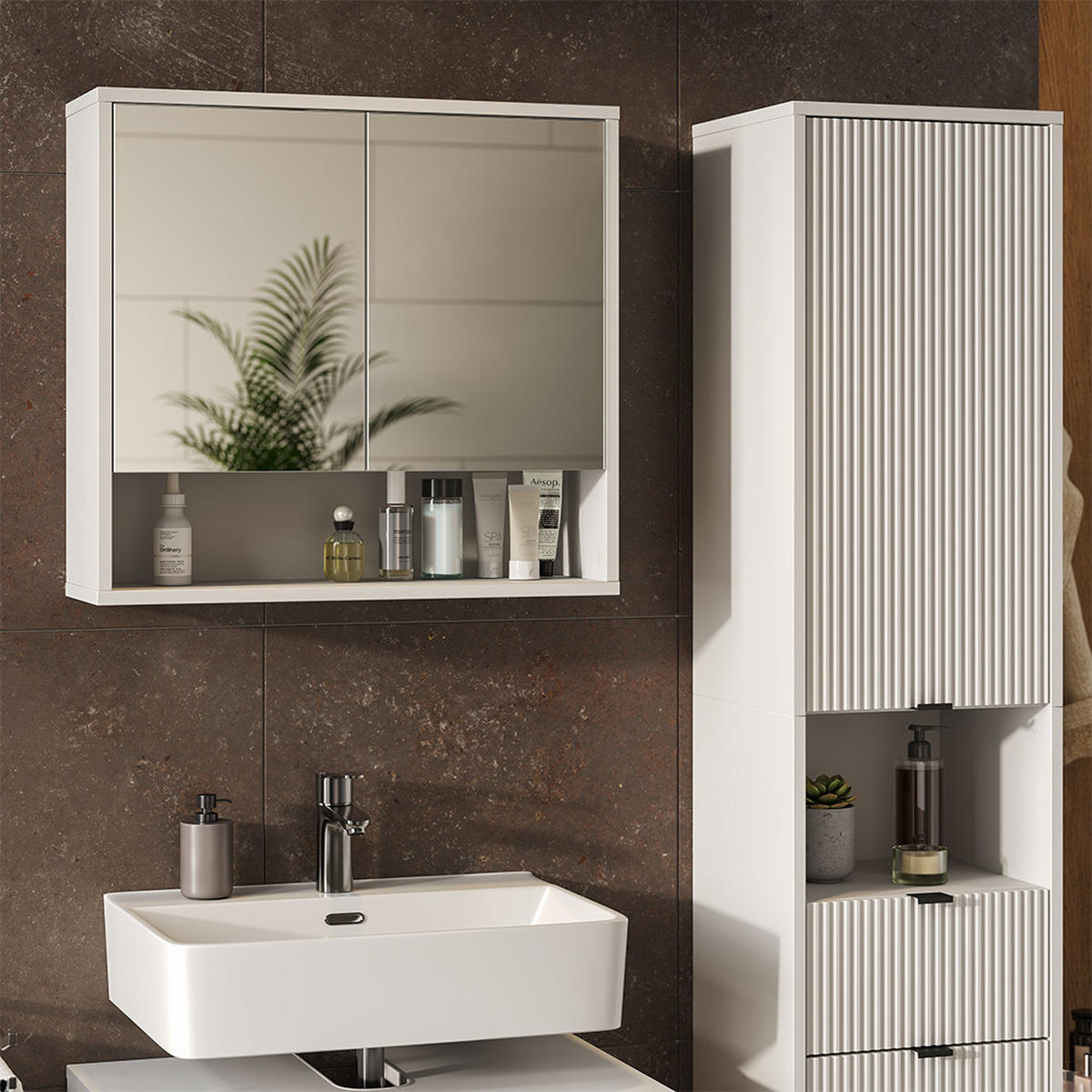 BADMÖBEL-SET Eliza Weiß 3 Teile - Weiß, Holzwerkstoff (70/63/45.1cm) - Vicco