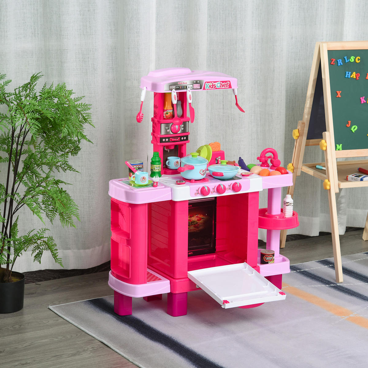 SPIELKÜCHE DE-18720 mit Licht & Sound, 38-teilig Rosa - Pink, Kunststoff (78/29/87cm) - ComfortXL