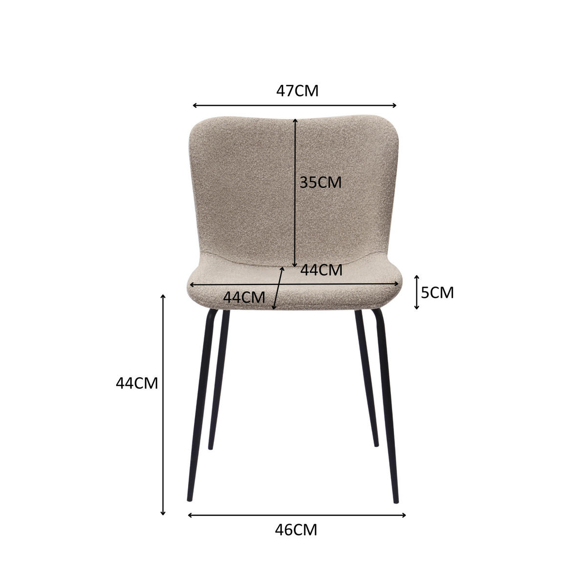 STUHL mit hoher Rundlehne Stoff Metall Khaki 2er-Set - Braun, Metall (48/80/55cm) - Meubliv