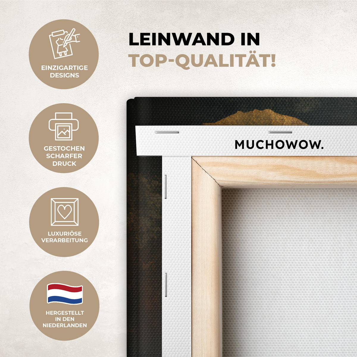 LEINWANDBILD Golden Leaf Komposition - Botanical Luxury Wandbild 40x30 cm - Goldfarben/Schwarz, Textil (40/30cm) - MuchoWow