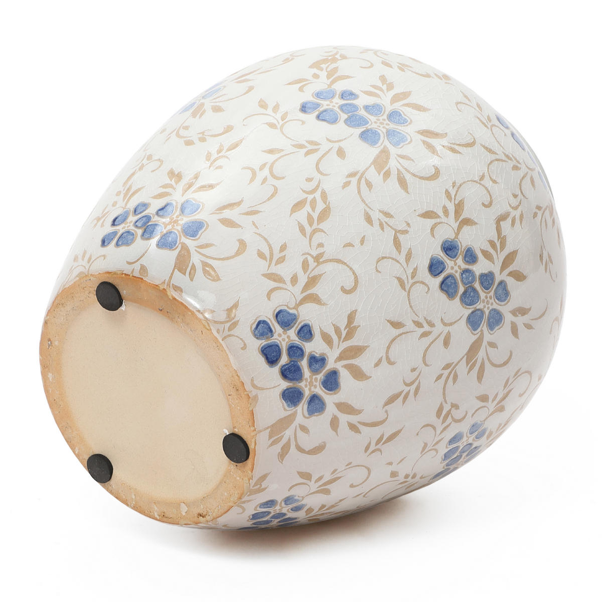 KERAMIKVASE 23,5 cm mit Craquelé-Glasur und Blumenmuster Vintage - Weiß, Keramik (23.5cm) - Hometopia