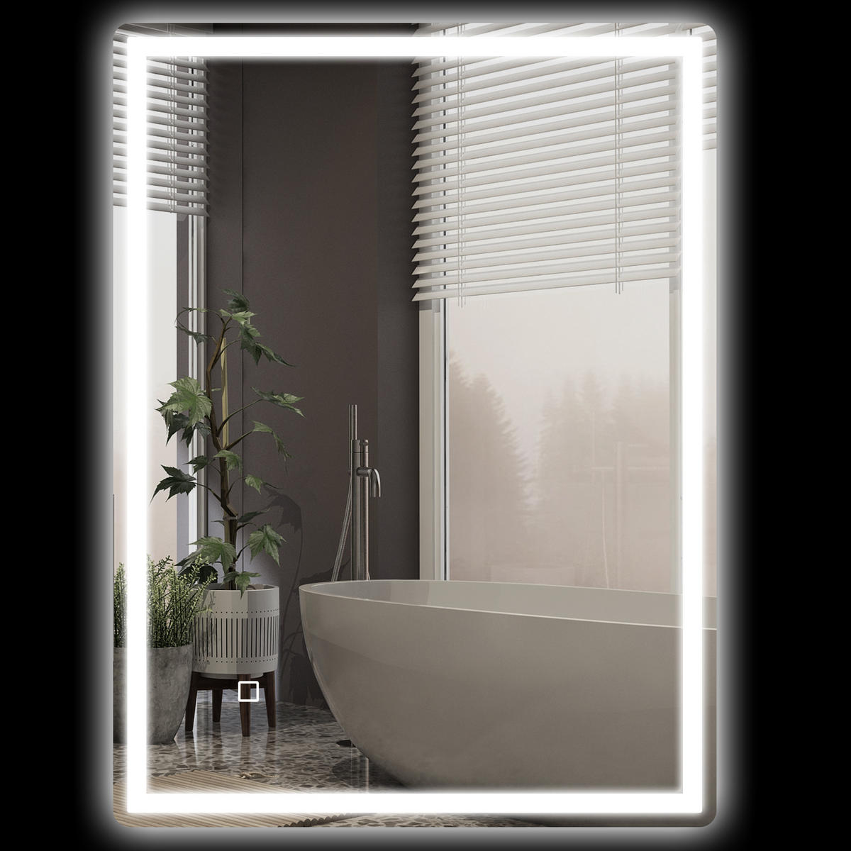 BADSPIEGEL DE-09277 LED, dimmbar & Anti-Beschlag Weiß - Silberfarben, Glas (60/4/80cm) - ComfortXL