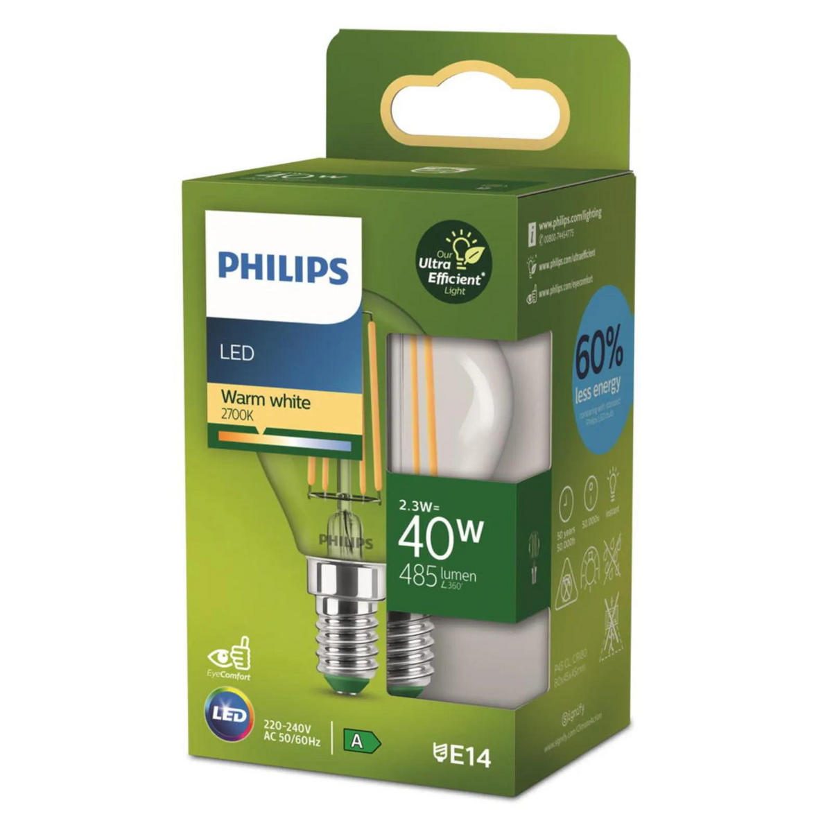 LEUCHTMITTEL Ultra Efficient Transparent - Transparent, Glas (4.5/8cm) - Philips
