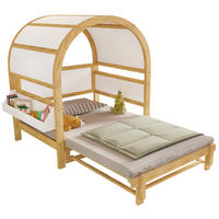 KINDERBETT aus Kiefernholz und MDF 140x200 cm Weiß/Natur mit Ausziehbett und Ablagefläche - Weiß, Holzwerkstoff (140/200cm) - IVMEU