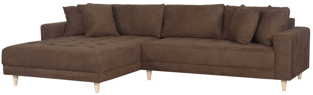 ECKSOFA Gorino - Hellbraun/Braun, Holz/Textil (283/176cm) - Mr. Deko