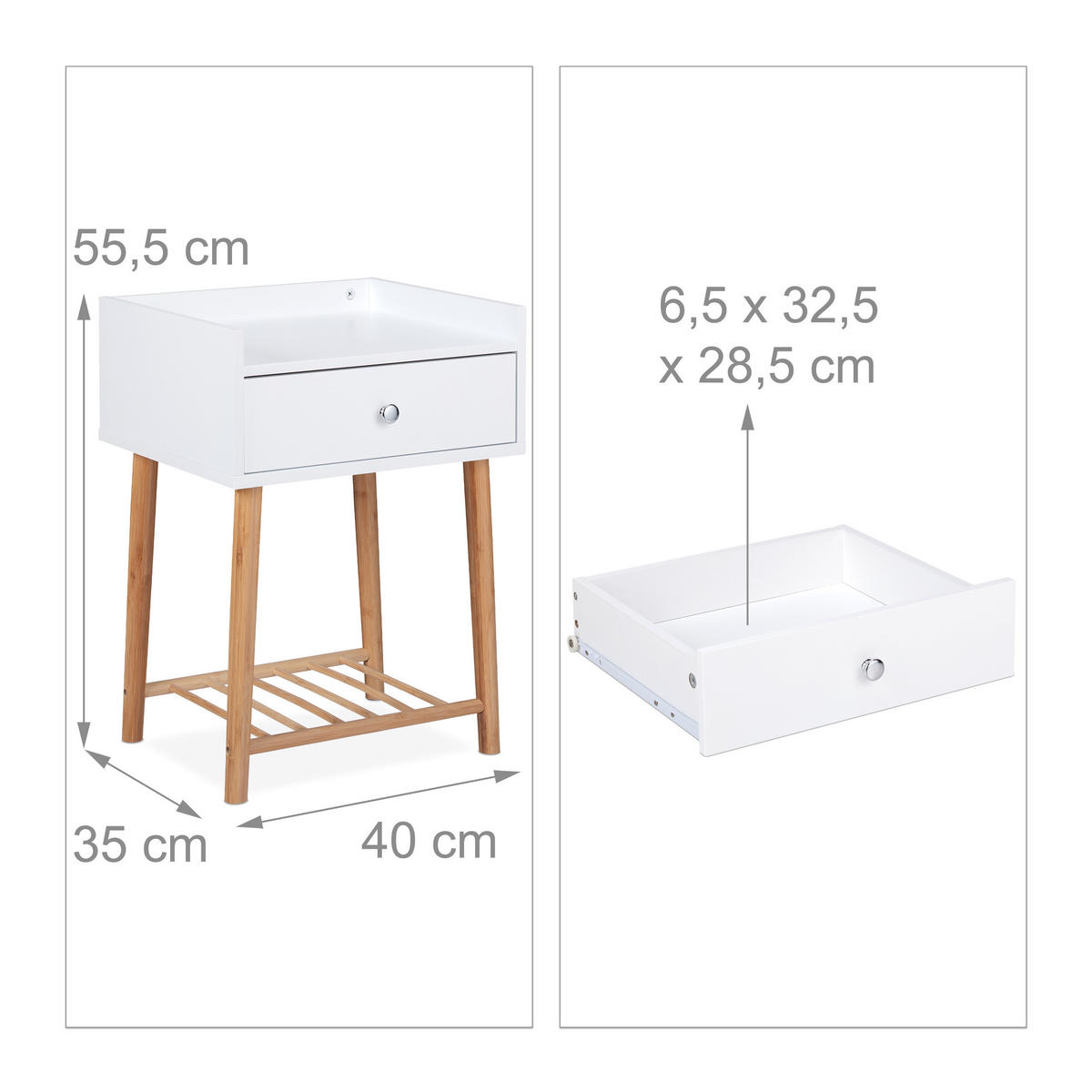 NACHTTISCH - Multicolor, Holz/Holzwerkstoff (40/55.5/35cm) - Relaxdays