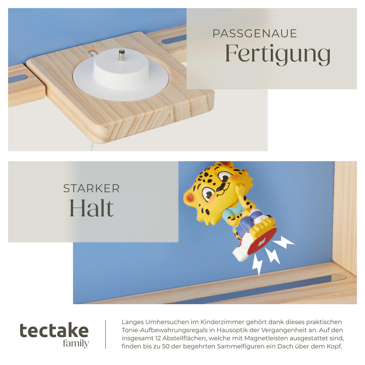 WANDREGAL Mylittle Story,50 x 15,5 x 60 cm, blau - Blau, Holz (50/60/15.5cm) - tectake