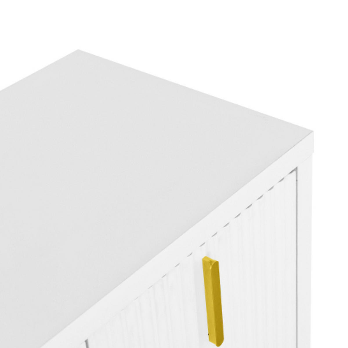 SIDEBOARD Weiß aus Spanplatte mit goldenen Griffen & verstellbaren Einlegeböden 140×38×80 cm - Weiß, Holzwerkstoff (140/80/38cm) - Luhomfu