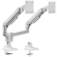 MONITORARM Doppel-Monitorarm in weiß mit Gasfeder für 2 Monitore 17–35 Zoll bis je 20kg / Signalweiß - Weiß, Metall (25/50/13cm) - ASSMANN