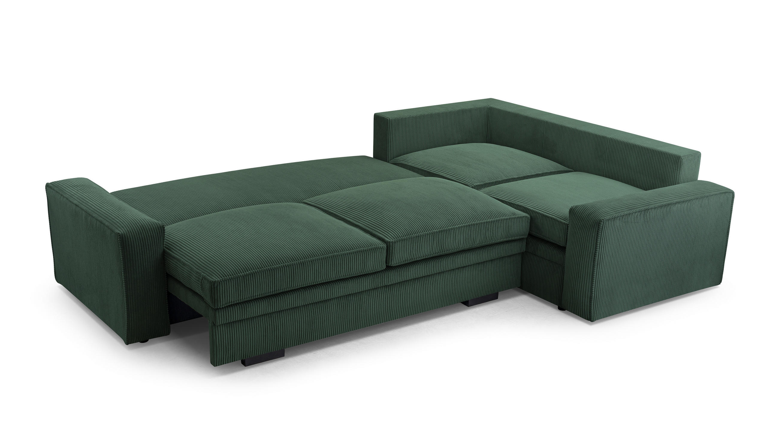 ECKSOFA L Form Treville Grün 296/196/94 cm –Rechts, mit Bettkasten und Schlaffunktion - Schwarz/Grün, Kunststoff/Textil (296/196cm) - AX Living