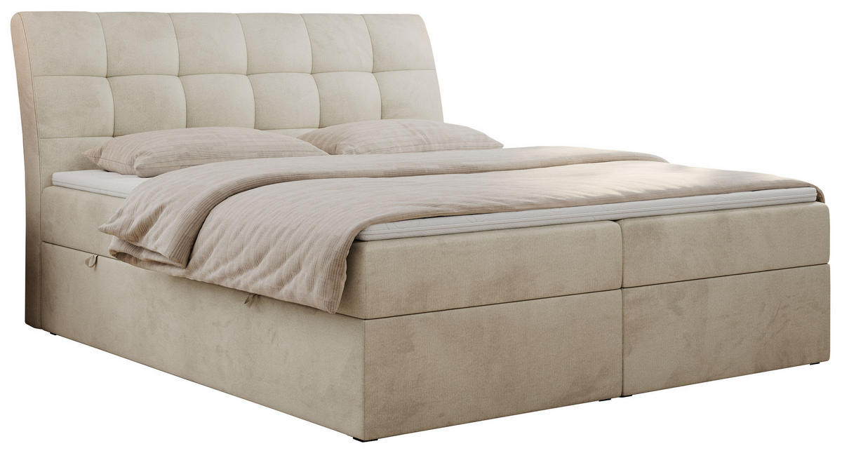 BOXBETT DIEGOS 160/200 Beige Velvet - H3 - Beige, Holz/Textil (160/200cm) - MKS