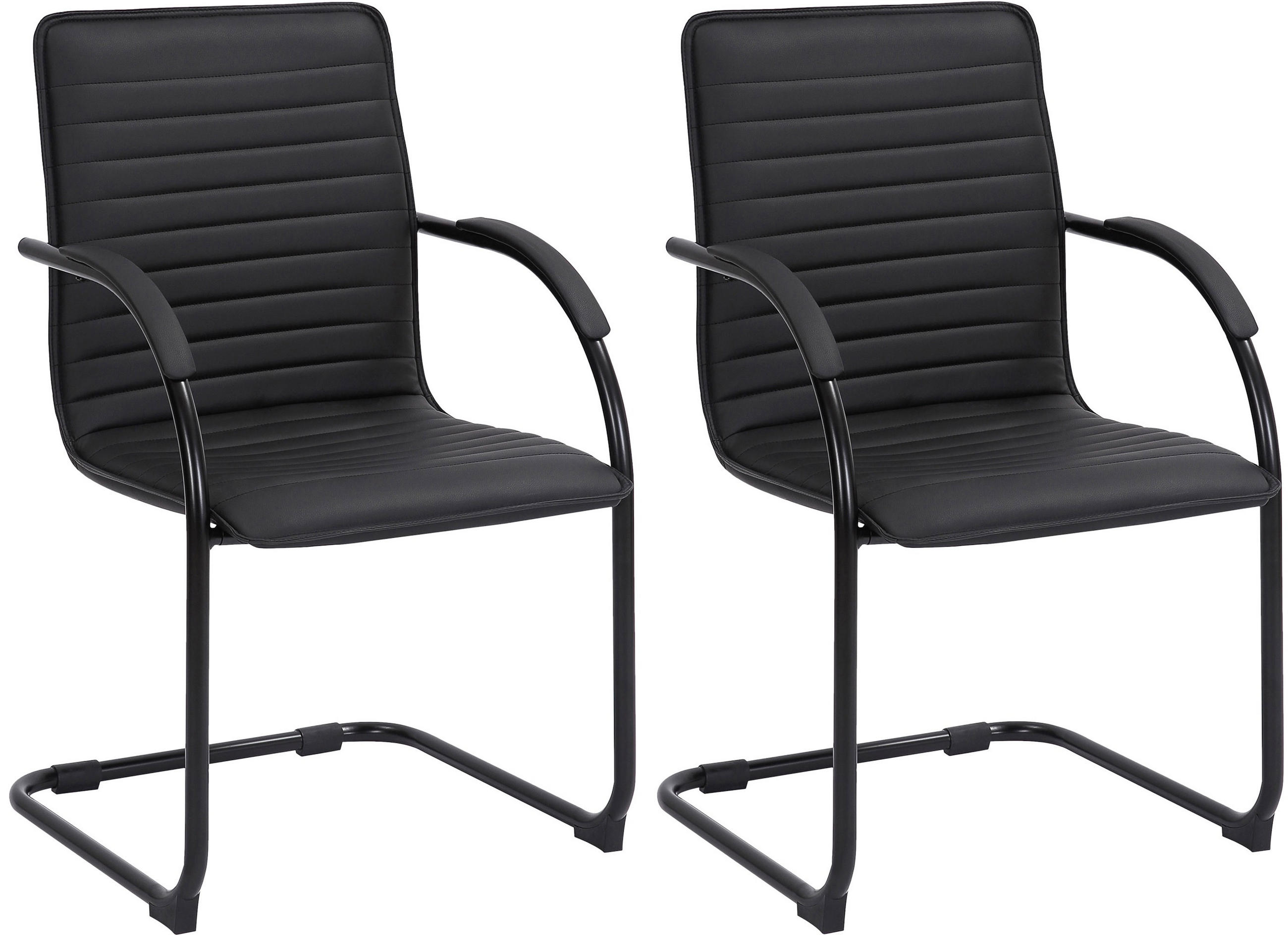 SCHWINGSTUHL 2er Set Lederlook schwarz/schwarz - Schwarz, Textil/Metall (56/95/60cm) - CLP