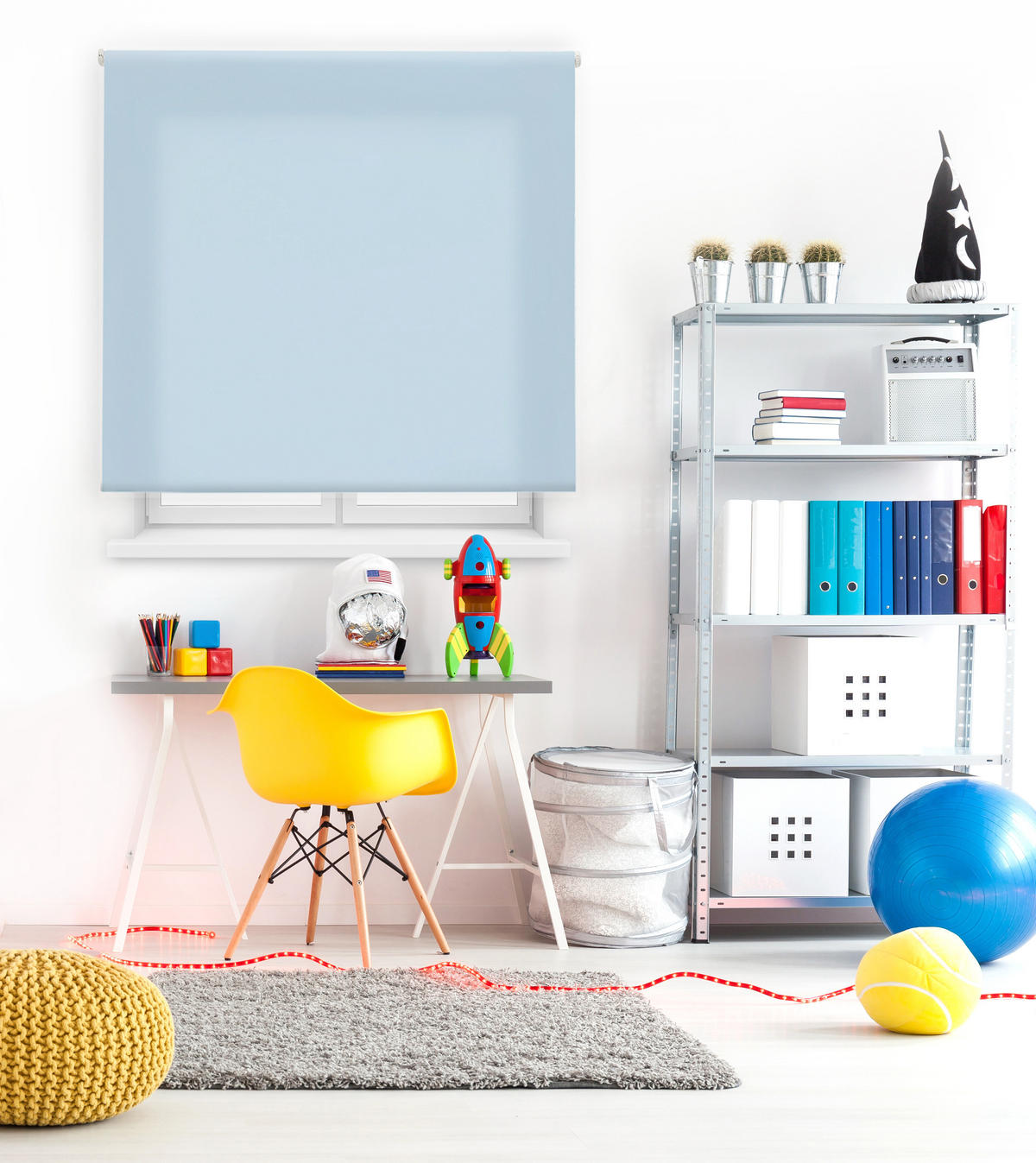 ROLLO Polyester Transluzent Hellblau 180x175 - Hellblau, Textil (180/175/1cm) - Purline