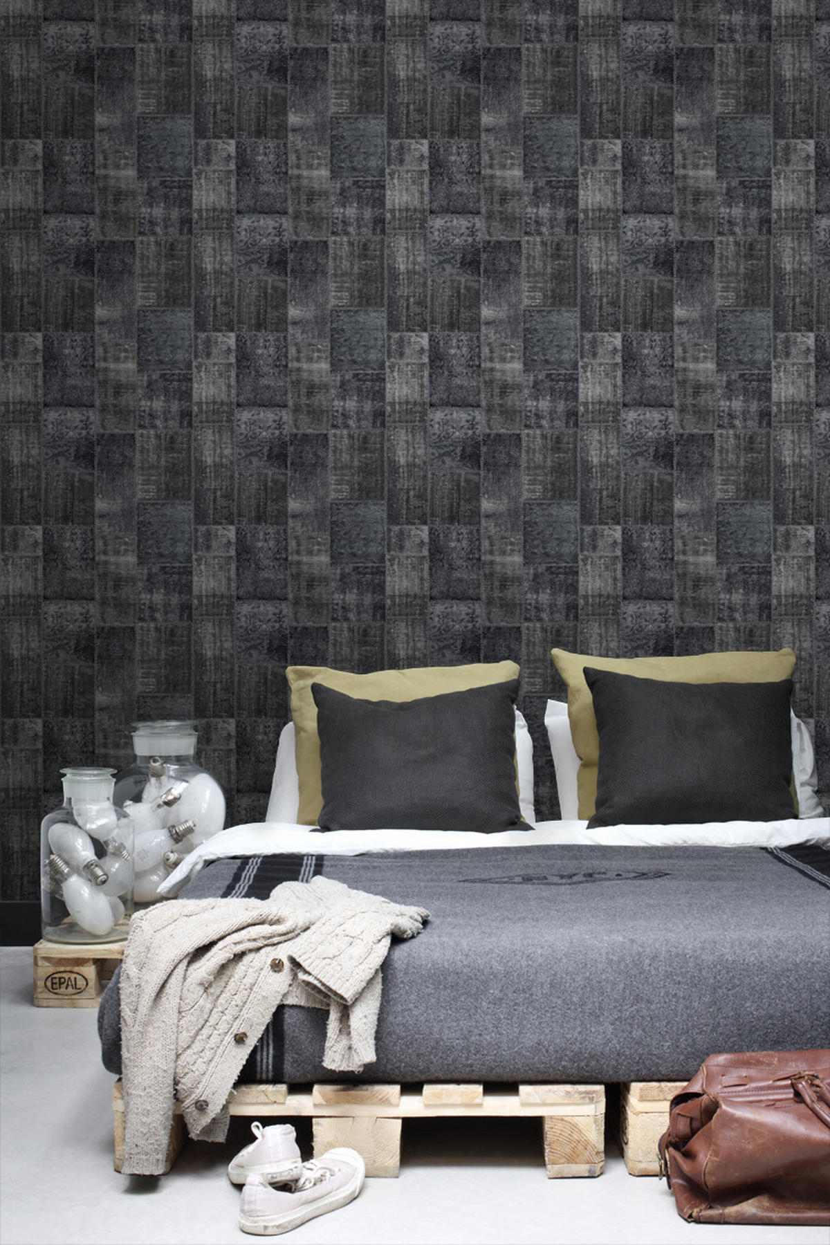 TAPETE Kelim-Patchwork 53 cm x 10.05 m - Schwarz, Papier (53/1000cm) - ESTAhome