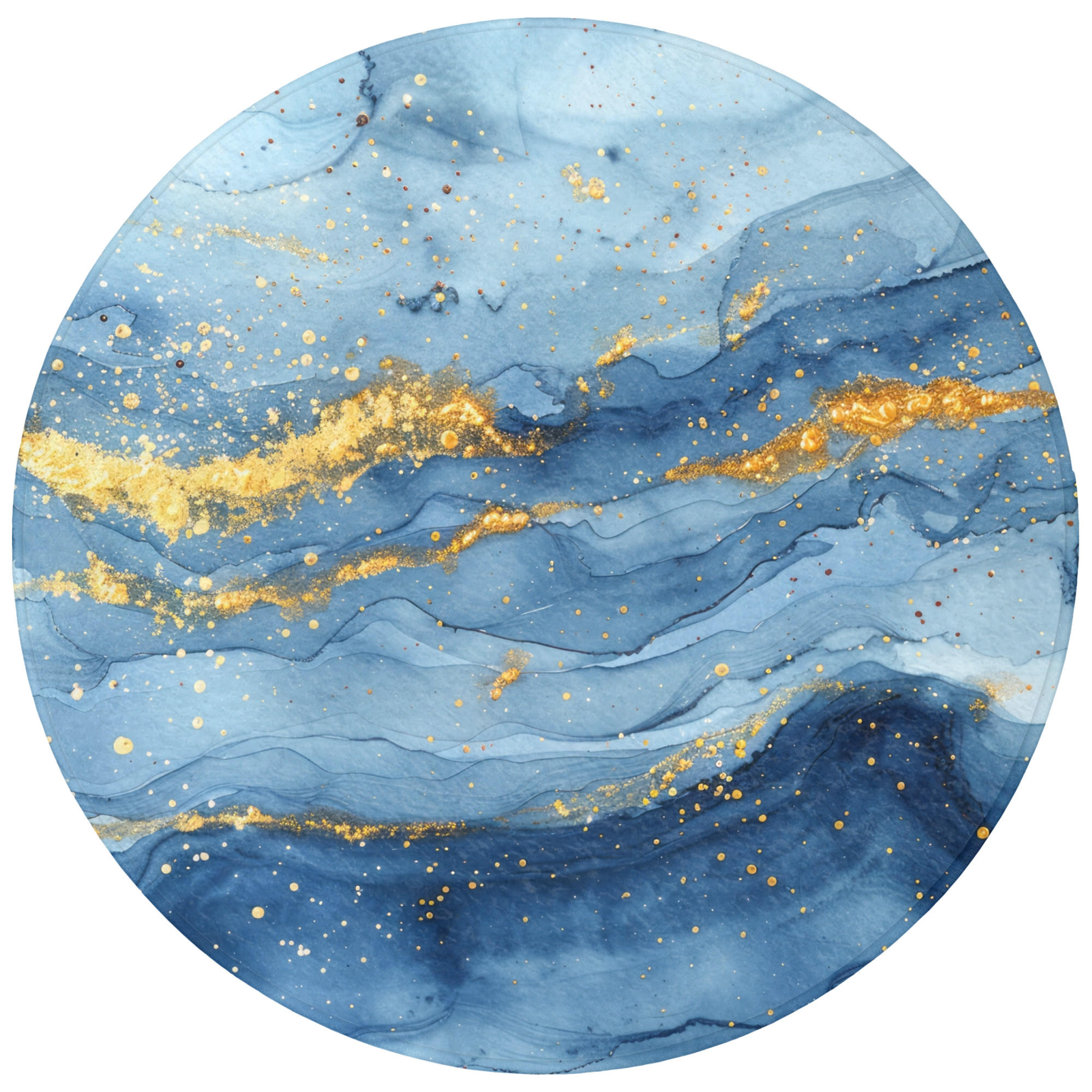 WC-VORLEGER Aquarell - Blau - Kunst - Gold - Luxus - Modern Toilettenteppich 70x70 cm - Blau, Kunststoff/Textil (70/70cm) - OnlyWow