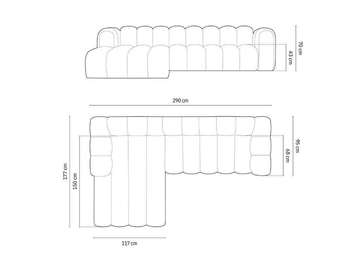 ECKSOFA modular links Lupine aus Samt terrakotta 4 Sitzplätze - Terra cotta, Textil (177/290cm) - Micadoni