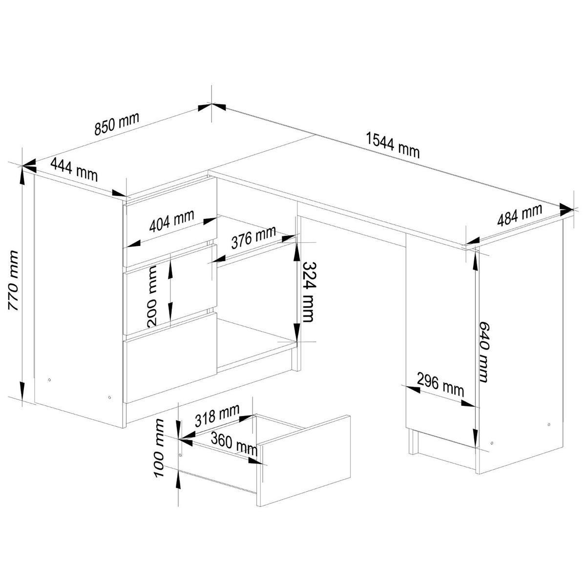 SCHREIBTISCH Weiß, Eiche Sonoma 77/155/85 - Weiß/Sonoma Eiche, Holzwerkstoff (85/155/77cm) - RAUMHIRSCH FURNITURE