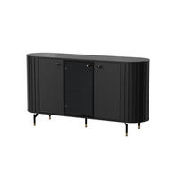 KOMMODE THIRA 150,1/81/40cm mit 3 Türen Schwarz - Schwarz, Holzwerkstoff (150.1/81/40cm) - MASSENO