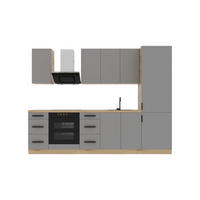 KÜCHENZEILE 280 cm – Nexa K98-G280 – in Beige / Matt - Beige/Schwarz, Holz/Metall (280/212/58cm) - ROYAL24_MARKT