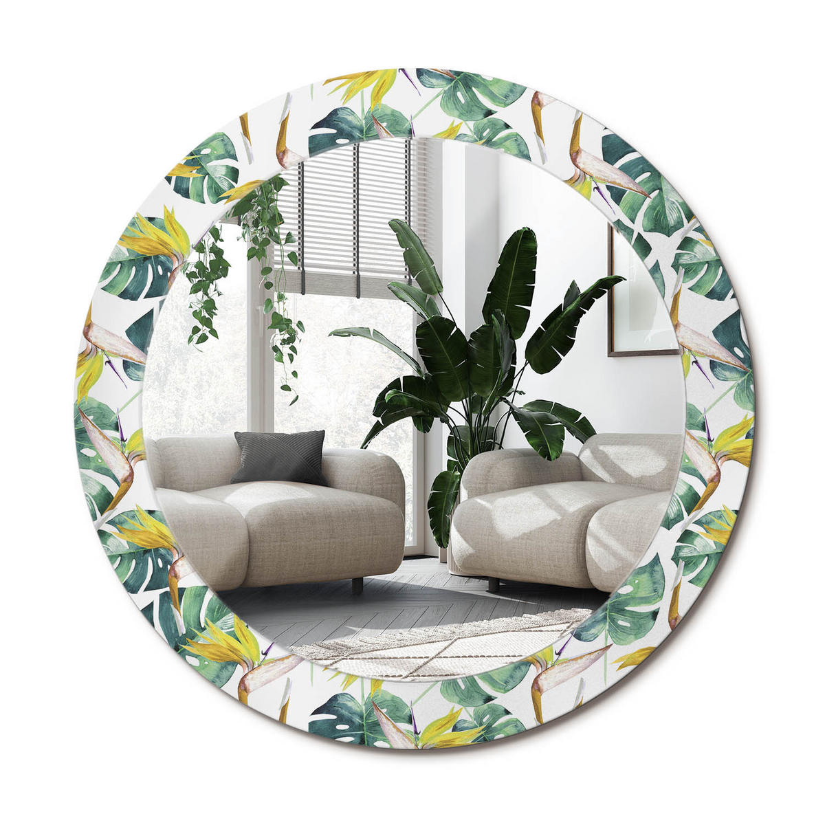 SPIEGEL Rund Ø 70 cm mit Aufdruck - Multicolor, Glas (70/70/0.4cm) - Wallfluent