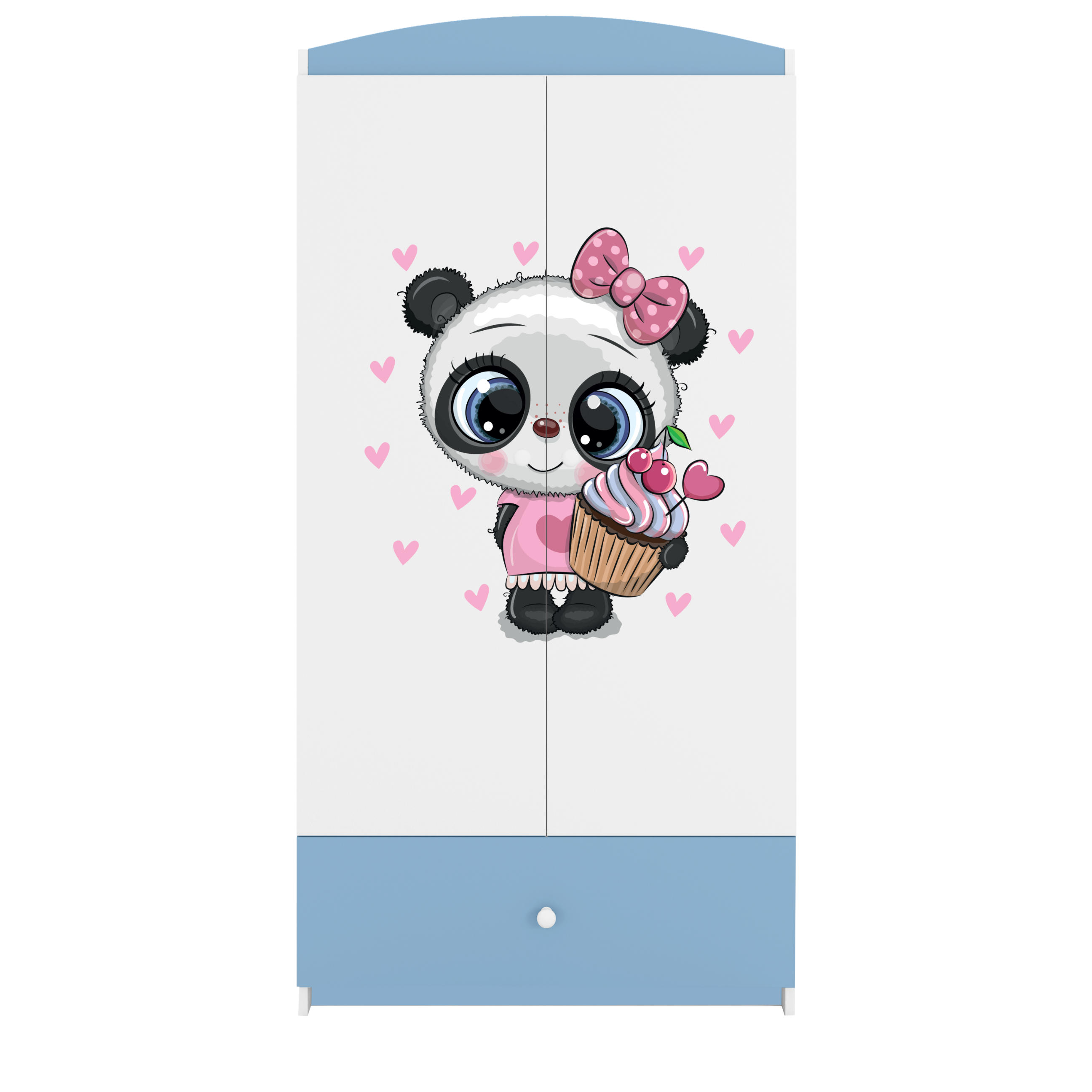 KINDERKLEIDERSCHRANK Panda - Blau, Holzwerkstoff (90/175/52cm) - RAUMHIRSCH FURNITURE
