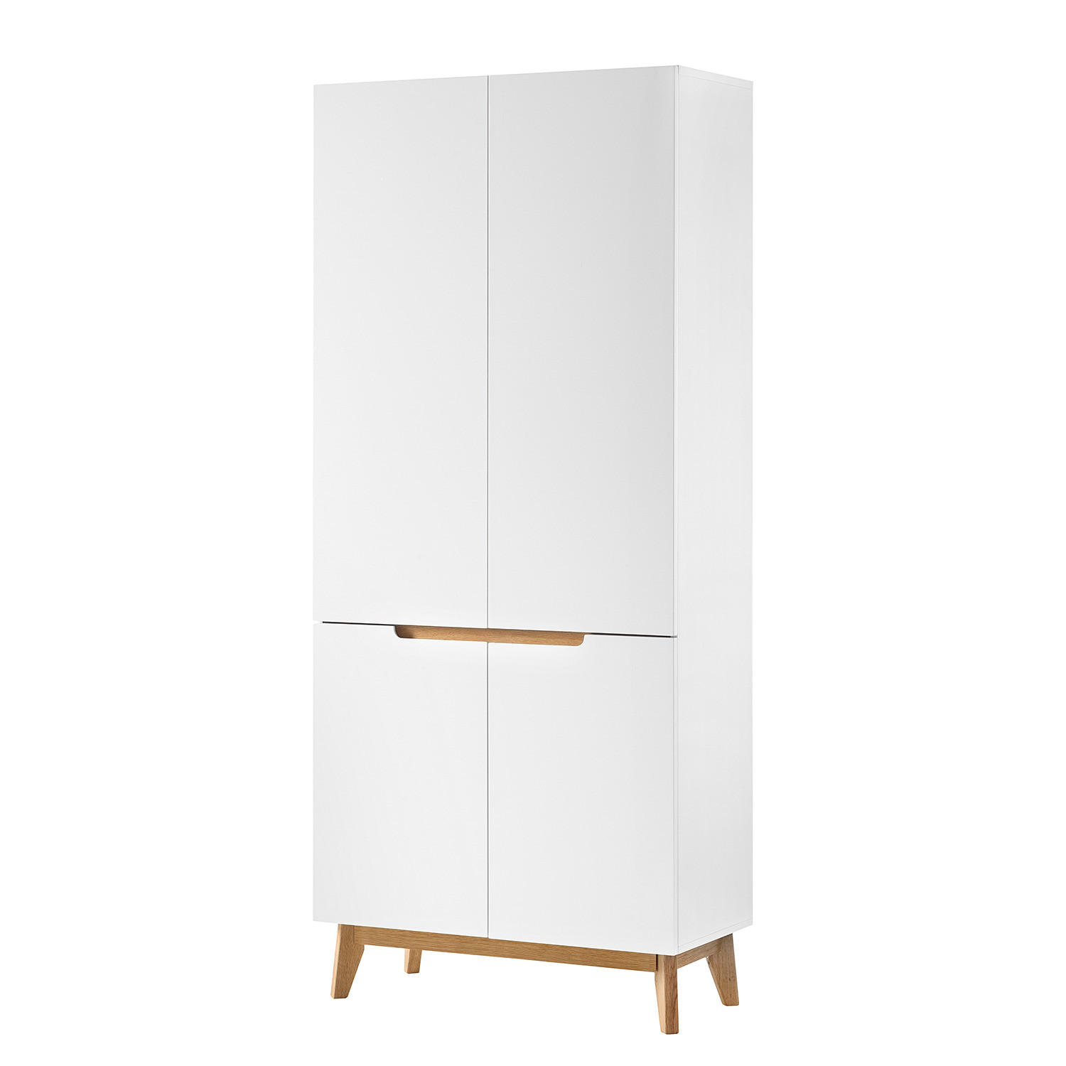 GARDEROBENSCHRANK - Eiche teilmassiv - Weiß, Holzwerkstoff (85/196/40cm) - home24