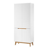 GARDEROBENSCHRANK - Eiche teilmassiv - Weiß, Holzwerkstoff (85/196/40cm) - home24