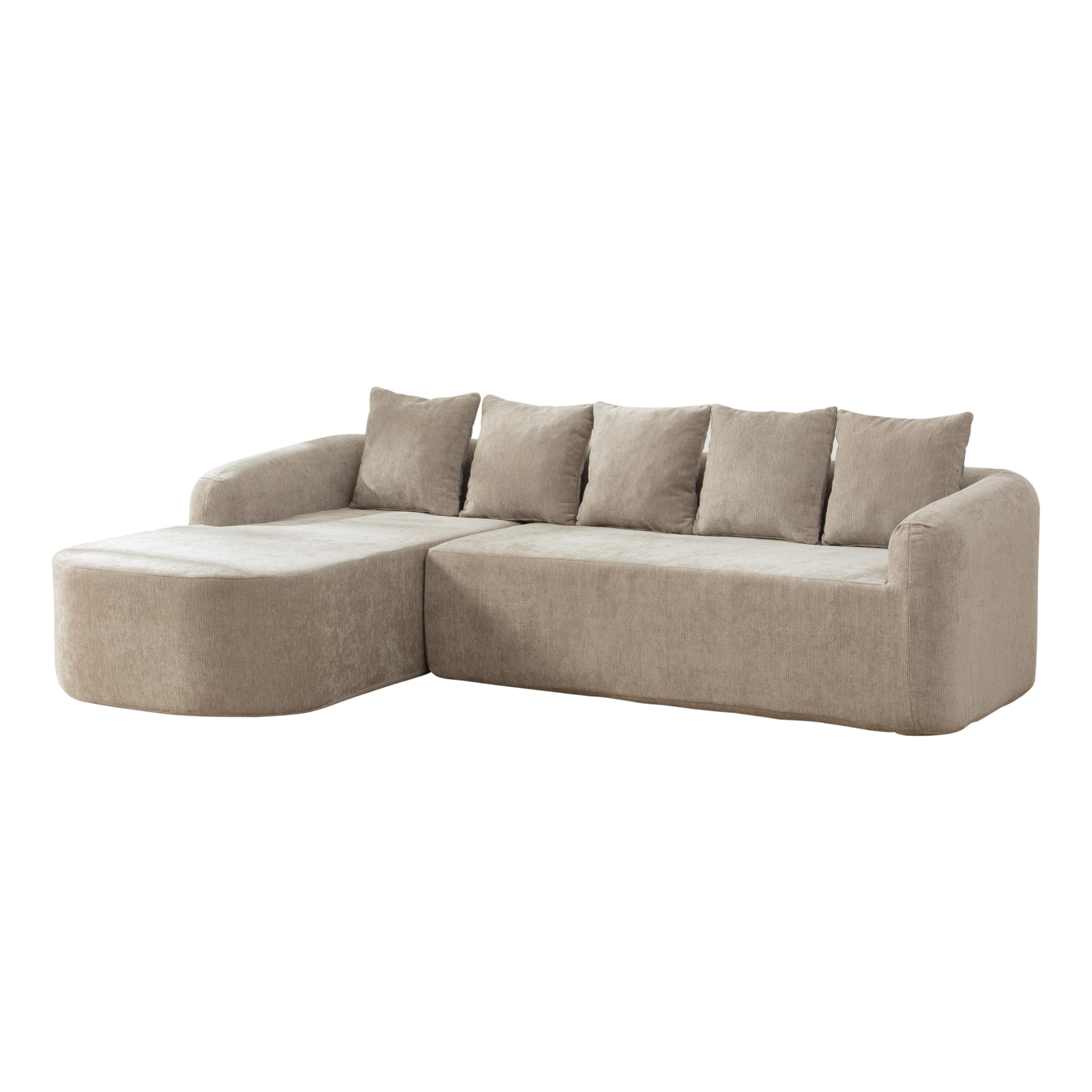 ECKSOFA Chenille Grau mit Kissen - Grau, Textil (270/172cm) - WISHDOR