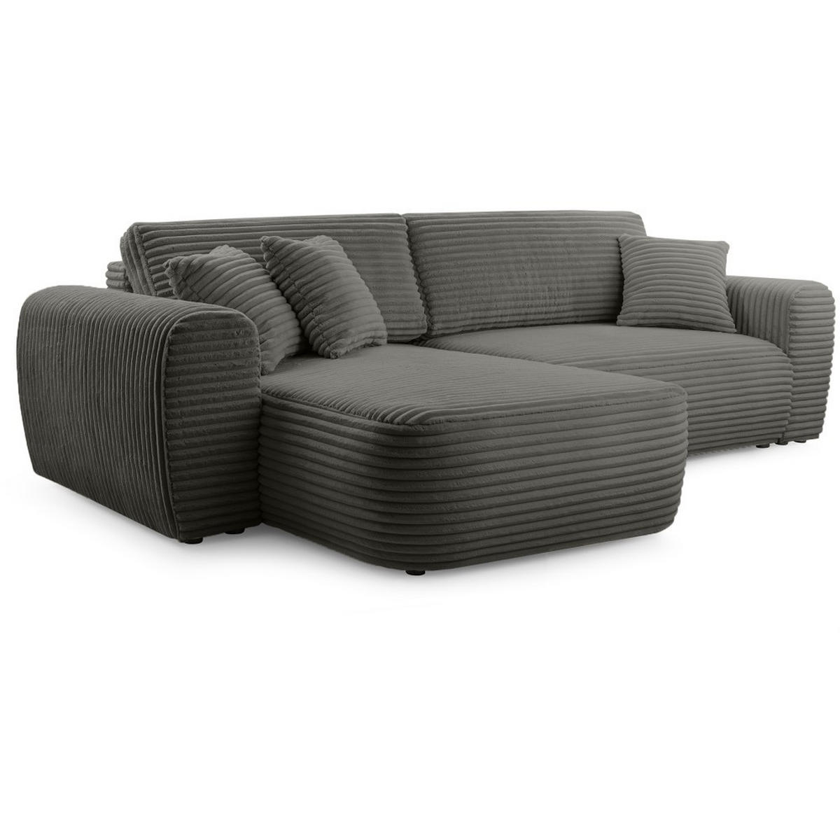 ECKSCHLAFSOFA Harmonia Dunkelgrau links - Dunkelgrau/Schwarz, Textil (297/169cm) - Beautysofa