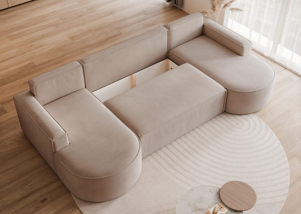 WOHNLANDSCHAFT SOFIA mit Schlaffunktion und Bettkasten Braun - Braun, Holzwerkstoff/Kunststoff (316/88/157cm) - Idohome