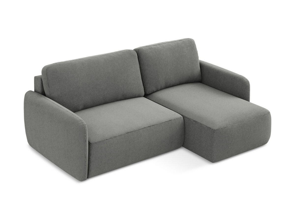 3-SITZER SOFA mit Schlaffunktion Bouclé Stoff Grau - Hellgrau/Schwarz, Holzwerkstoff/Kunststoff (266/95/121cm) - LaMiaSofa