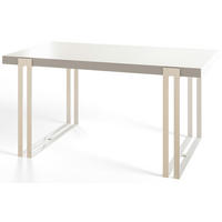 ESSZIMMERTISCH ROSA 160X90X77 cm, Farbe: Weiß, mit Metallbeinen in Farbe Weiß - Weiß, Holzwerkstoff (160/90/77cm) - Alpi-Möbel