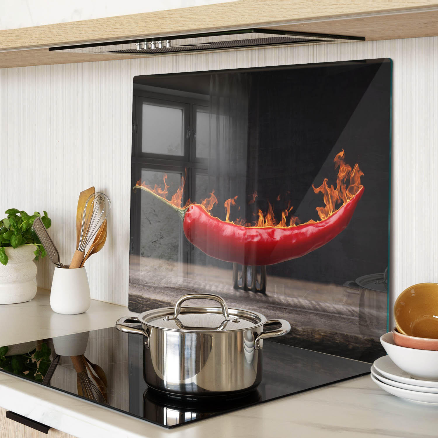 GLASPLATTE 60x52 cm Chili-Pfeffer - Rot, Glas (60/0.4/52cm) - TULUP