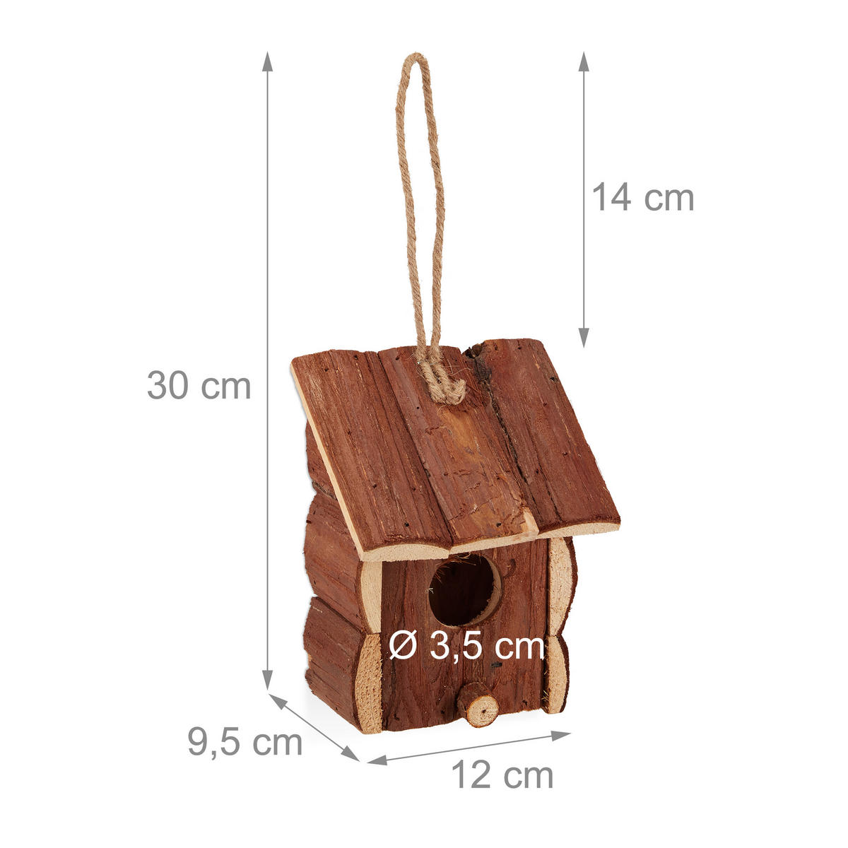 VOGELHAUS - Dunkelbraun, Holz (12/16.5/9.5cm) - Relaxdays