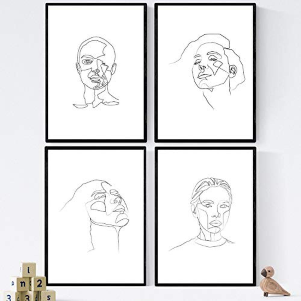 POSTER Set mit 4 Gesichter Frauen 4 A3 Rahmenlos - Klar, Papier (29.7/3cm) - Nacnic