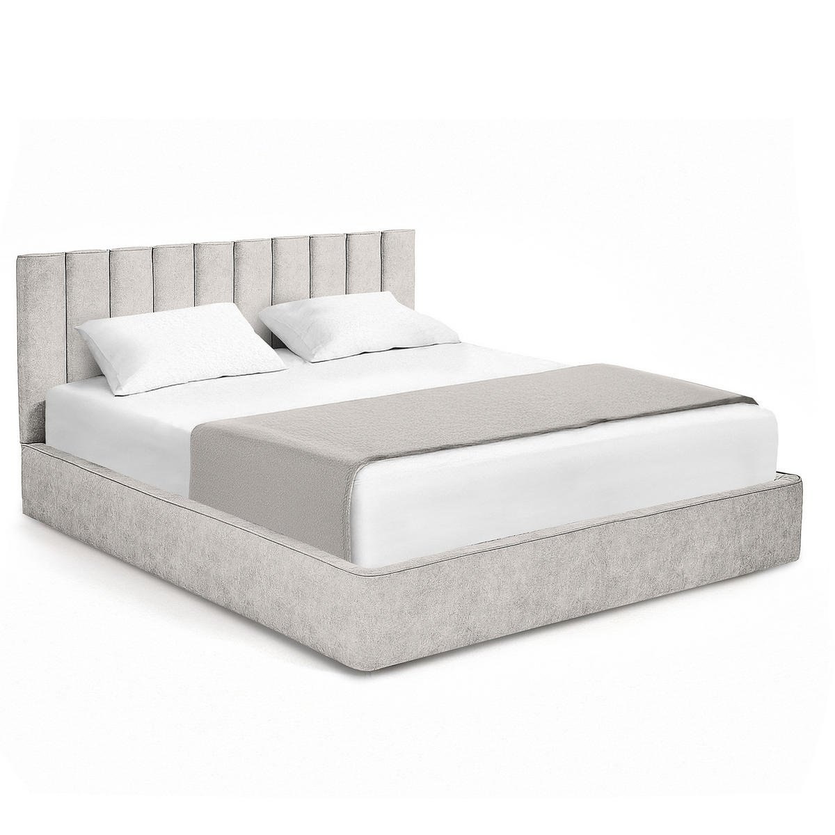 POLSTERBETT - Hellgrau, Textil (180/200cm) - home24