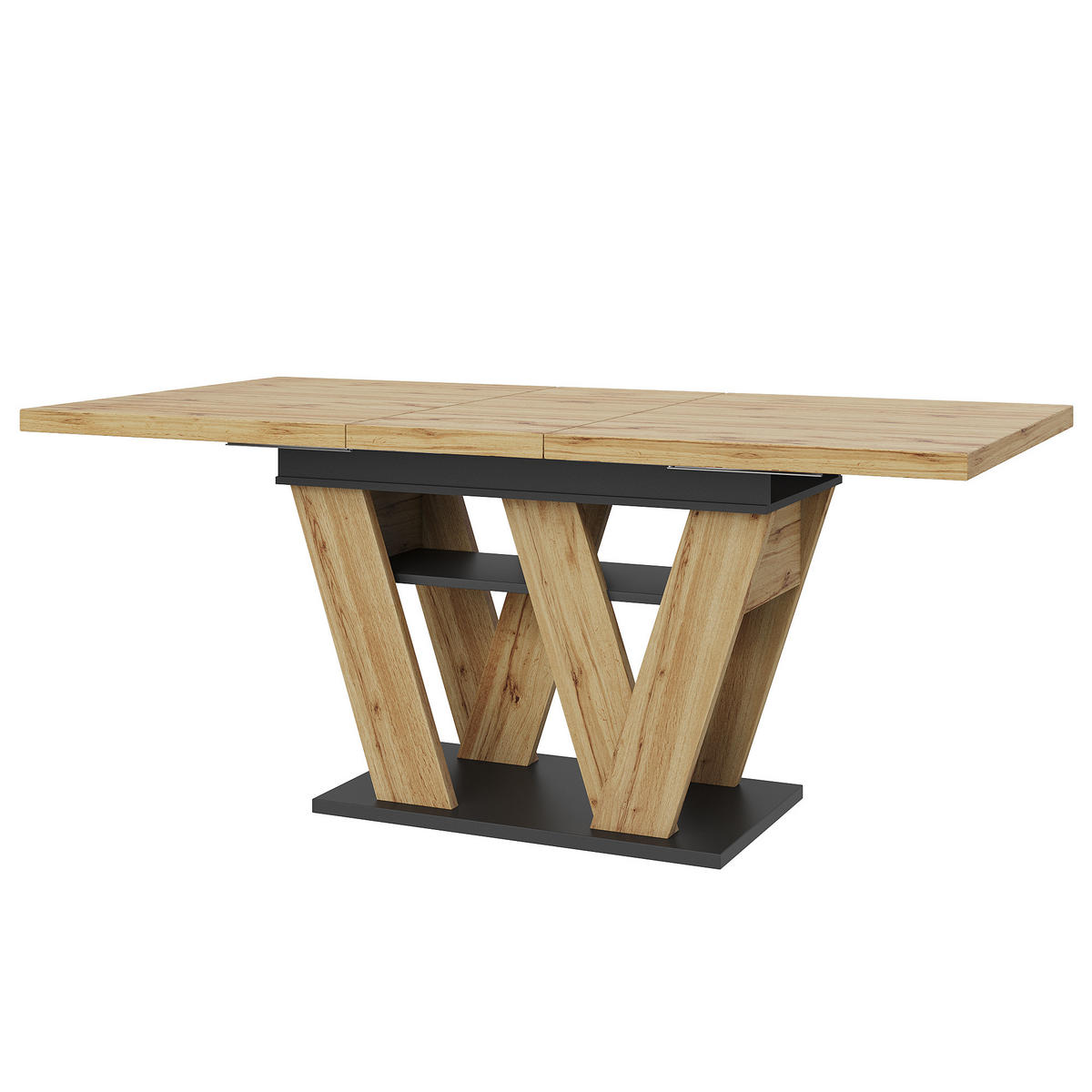 AUSZIEHTISCH Holzoptik 119-158,5/80/75 cm - Schwarz, Holz (80/119/75cm) - PANGIVO