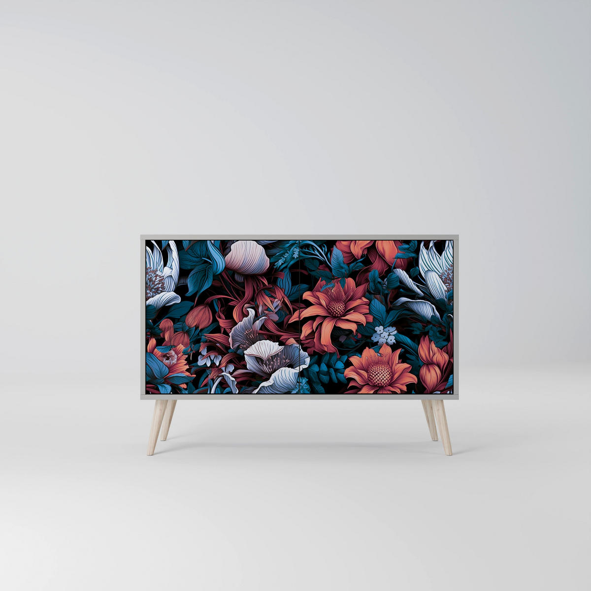 SIDEBOARD ETHEREAL BLOSSOMS, Eicheneffekt, 111x42x77,5 cm, 2 Türen - Eichefarben/Buchefarben, Holzwerkstoff/Buchenholz (111/77.5/42cm) - SpaceRebels