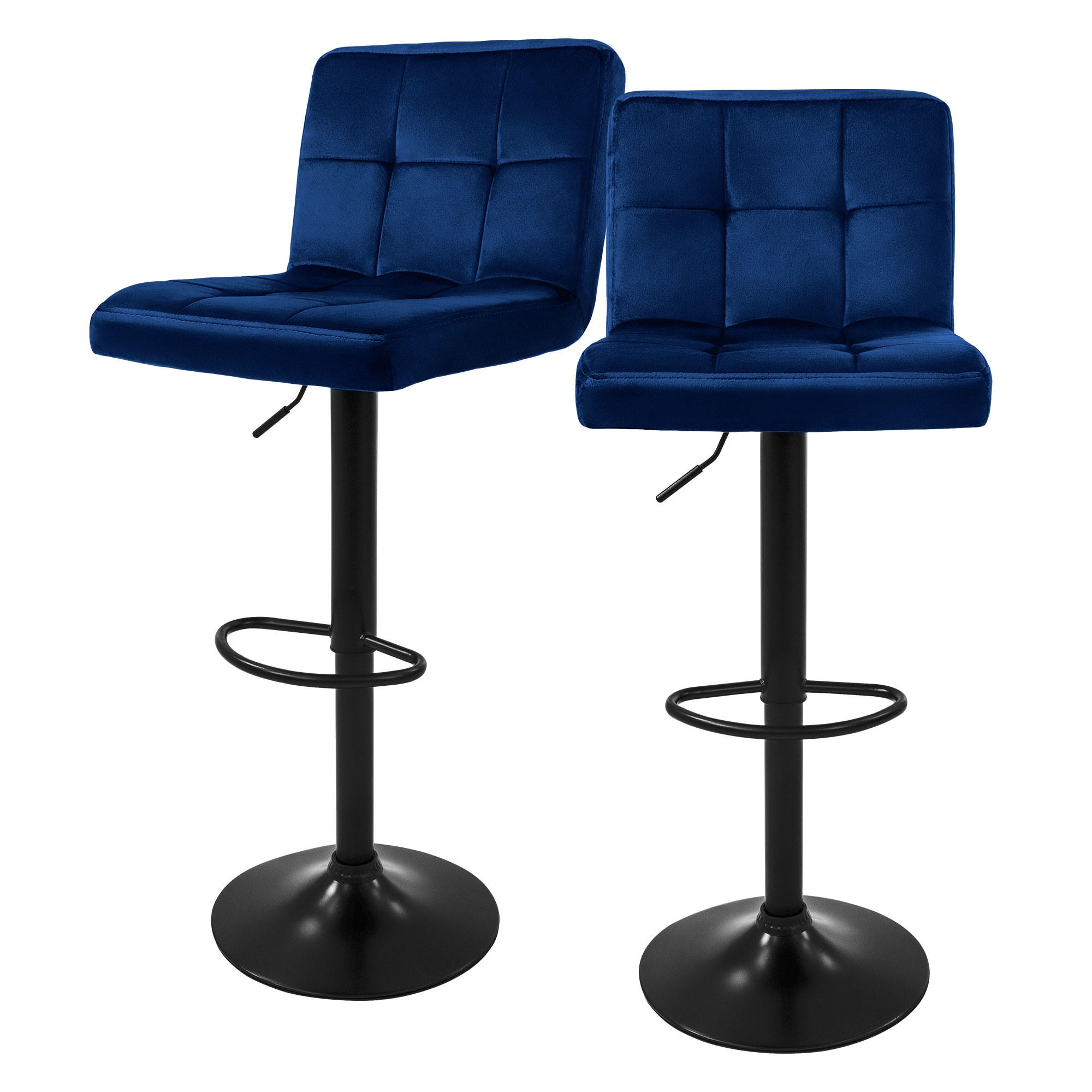 BARHOCKER Samt blau 2er Set - Blau, Metall (50/112/45cm) - ML-DESIGN