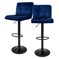 BARHOCKER Samt blau 2er Set - Blau, Metall (50/112/45cm) - ML-DESIGN