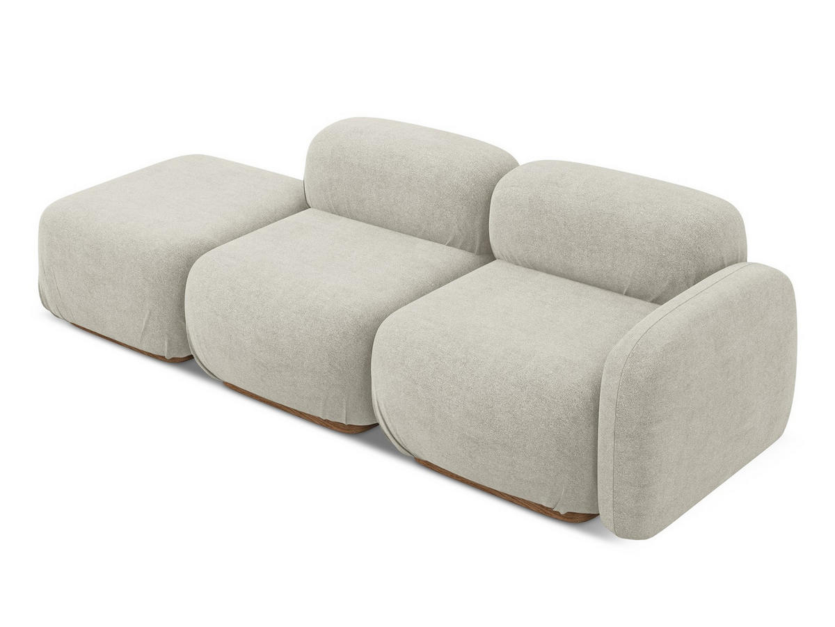 3-SITZER SOFA Links Bouclé Stoff Beige - Beige/Creme, Holz/Textil (258/73/95cm) - Makamii