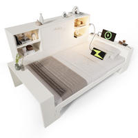 JUGENDBETT Tagesbett 90/200 cm aus MDF und Sperrholz mit Ausziehbett Stauraum und USB-Anschlüssen Weiß - Weiß, Holzwerkstoff (90/200cm) - Modenvie