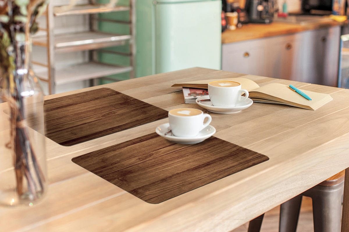 PLATZSETS 6er-Set Holzoptik - Braun 45x30 cm Tischset - Teakfarben, Kunststoff (0.3/45/30cm) - MuchoWow