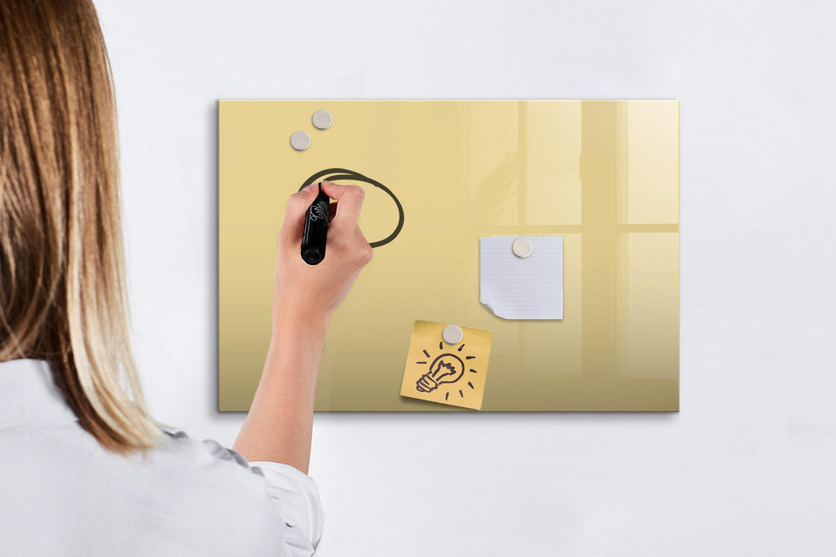 MAGNETTAFEL 60x40 Creme schwarzer Marker - Creme, Glas (60/0.4/40cm) - TULUP