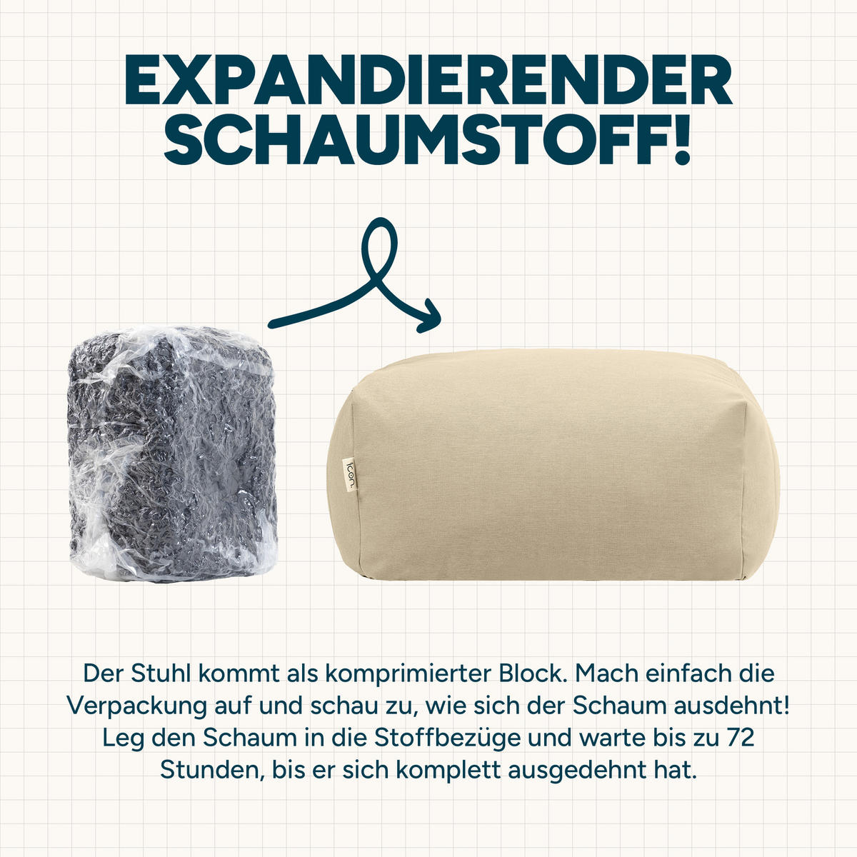 SITZSACK-SOFA Sitzpouf - Beige, Textil (95/46/100cm) - icon